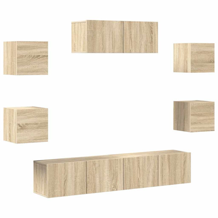 Set dulapuri TV, 7 piese, stejar sonoma, lemn prelucrat - WALTI WALTI