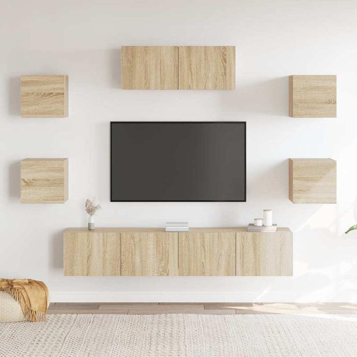 Set dulapuri TV, 7 piese, stejar sonoma, lemn prelucrat - WALTI WALTI