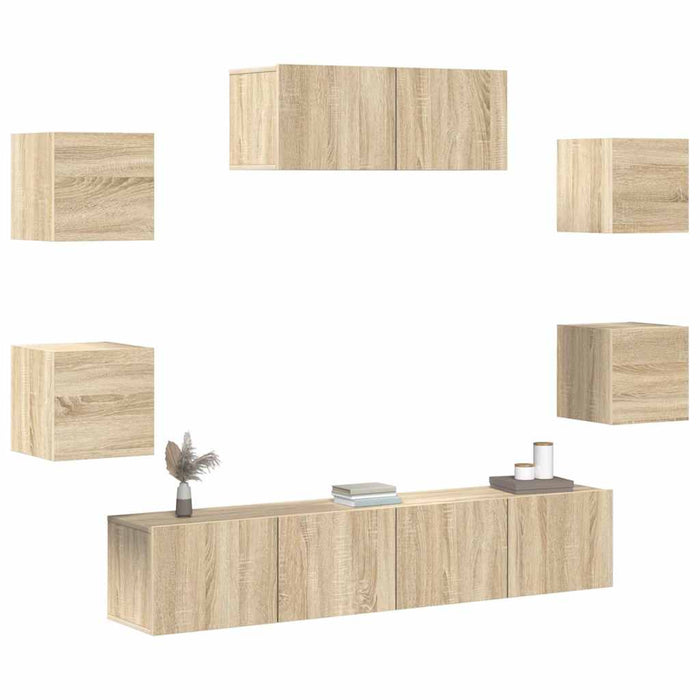 Set dulapuri TV, 7 piese, stejar sonoma, lemn prelucrat - WALTI WALTI