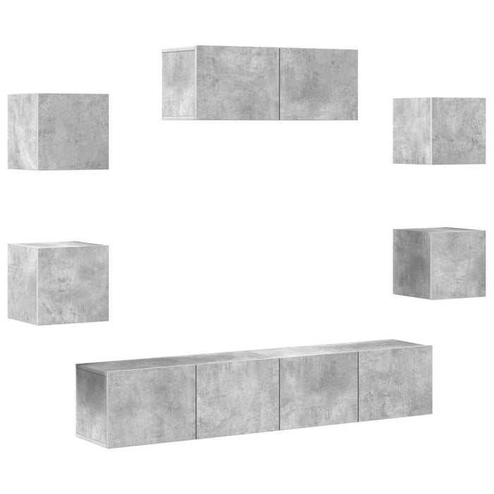 Set dulapuri TV, 7 piese, gri beton, lemn prelucrat - WALTI WALTI