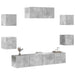 Set dulapuri TV, 7 piese, gri beton, lemn prelucrat - WALTI WALTI