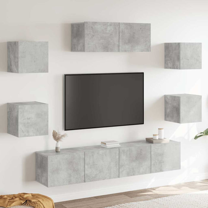 Set dulapuri TV, 7 piese, gri beton, lemn prelucrat - WALTI WALTI