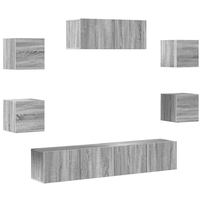 Set comode TV, 7 piese, gri sonoma, lemn compozit WALTI