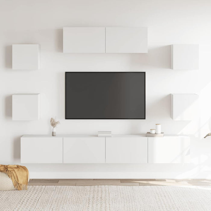 Set dulap TV, 7 piese, alb, lemn prelucrat WALTI