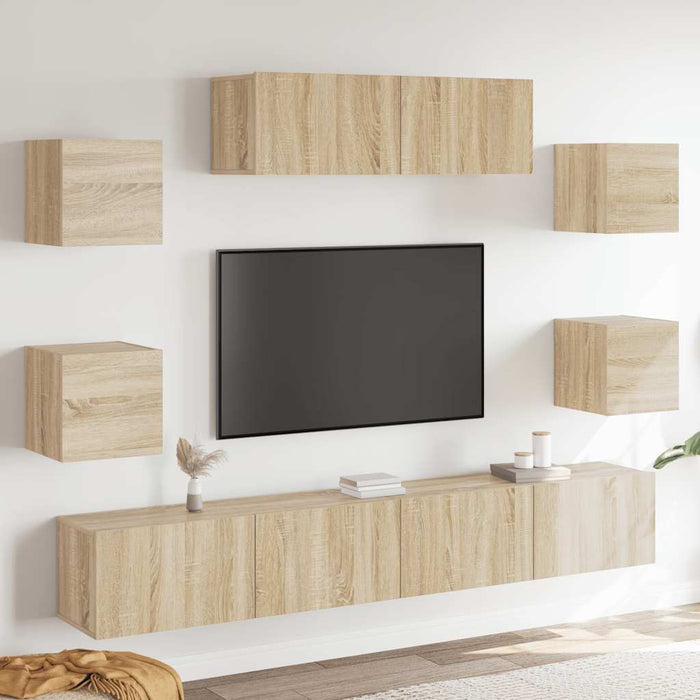 Set dulapuri TV, 7 piese, stejar sonoma, lemn prelucrat WALTI