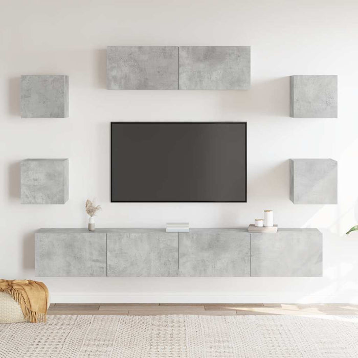 Set dulapuri TV, 7 piese, gri beton, lemn prelucrat - WALTI WALTI