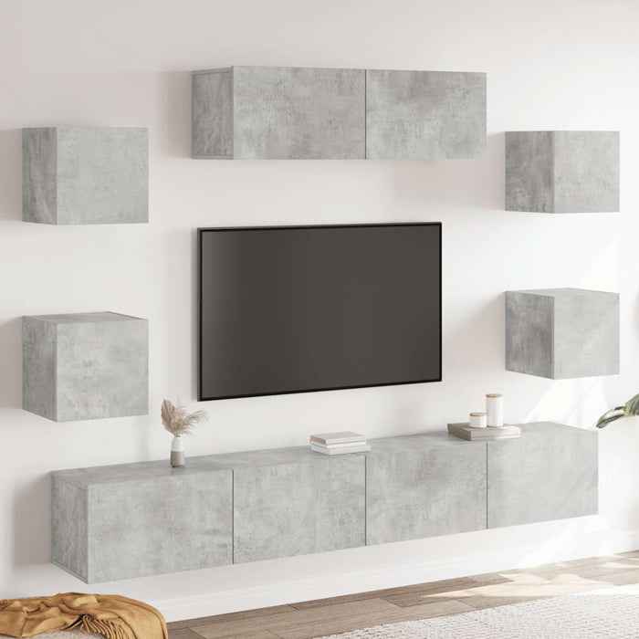 Set dulapuri TV, 7 piese, gri beton, lemn prelucrat - WALTI WALTI