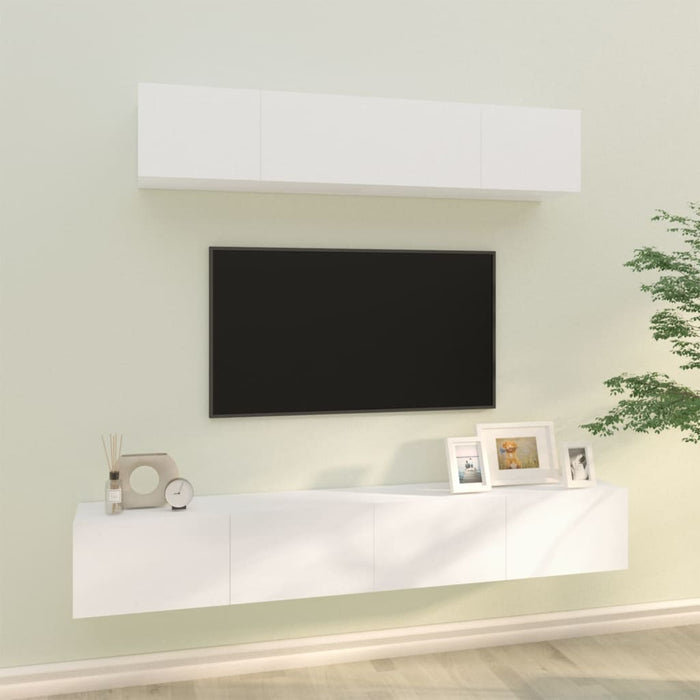 Set dulap TV, 4 piese, alb, lemn prelucrat - WALTI WALTI