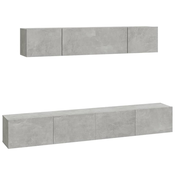 Set dulap TV, 4 piese, gri beton, lemn prelucrat - WALTI WALTI