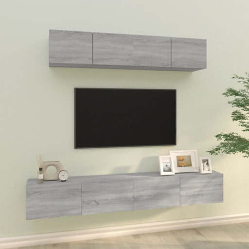 Set dulapuri TV, 4 piese, gri sonoma, lemn prelucrat - WALTI WALTI