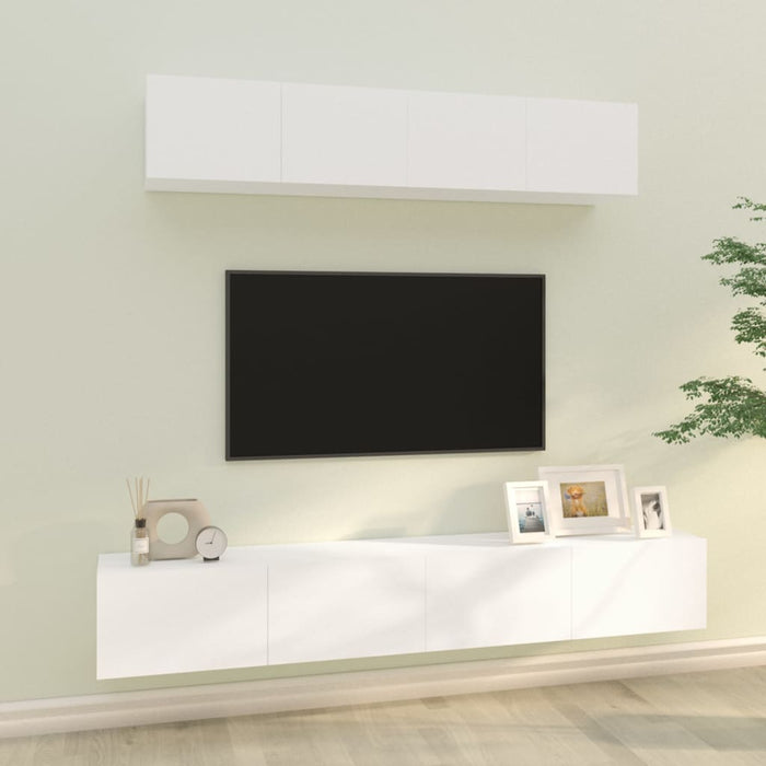Set dulap TV, 4 piese, alb, lemn prelucrat - WALTI WALTI