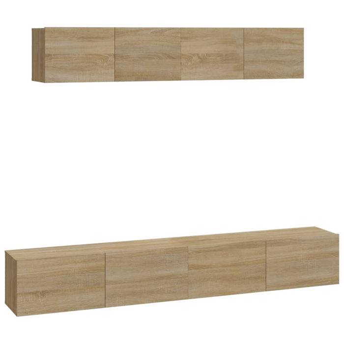 Set dulap TV, 4 piese, stejar sonoma, lemn prelucrat - WALTI WALTI