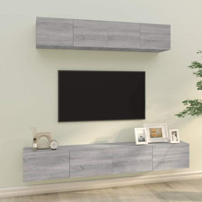 Set dulapuri TV, 4 piese, gri sonoma, lemn prelucrat - WALTI WALTI
