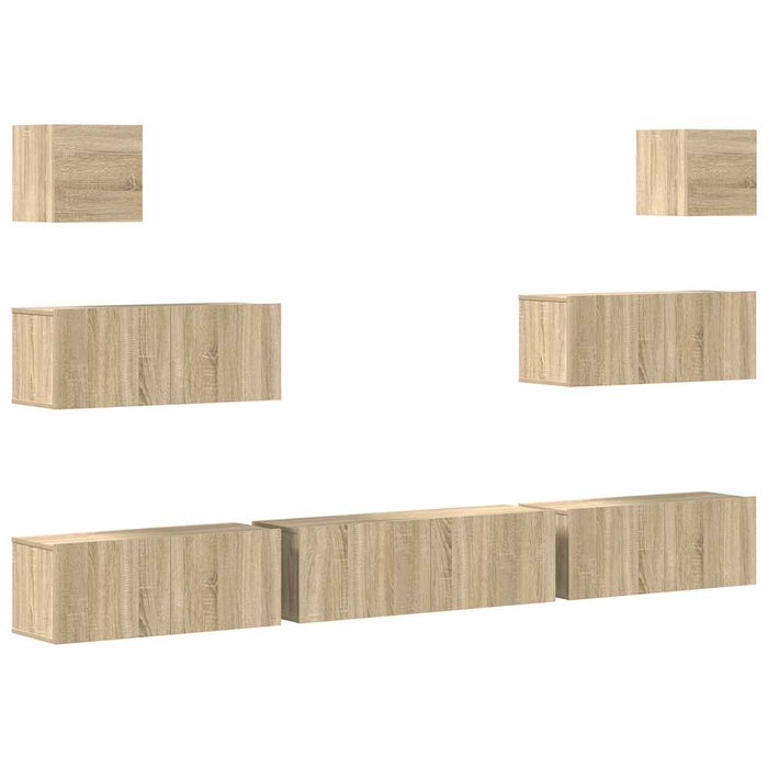 Set dulapuri TV, 7 piese, stejar sonoma, lemn prelucrat - WALTI WALTI