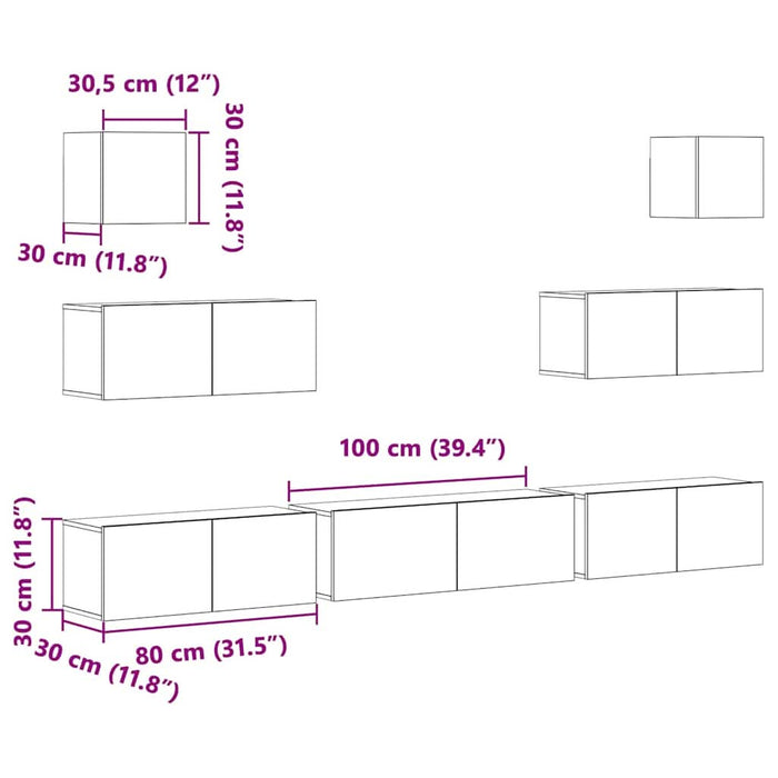 Set dulapuri TV, 7 piese, stejar sonoma, lemn prelucrat - WALTI WALTI