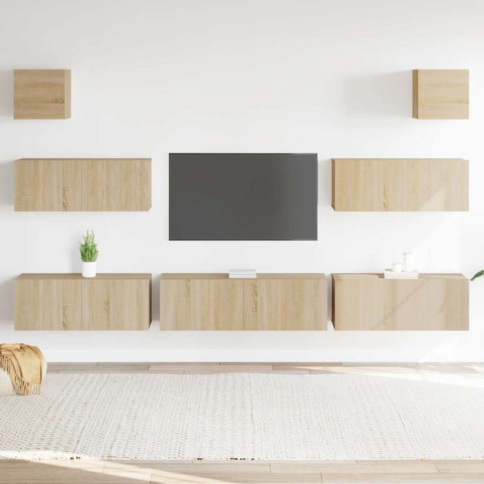 Set dulapuri TV, 7 piese, stejar sonoma, lemn prelucrat - WALTI WALTI