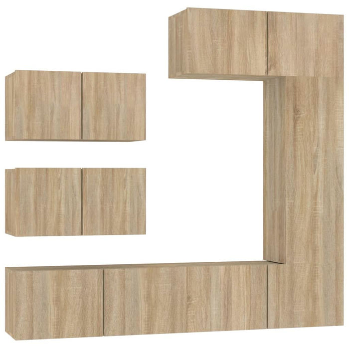 Set dulap TV, 6 piese, stejar sonoma, lemn prelucrat - WALTI WALTI