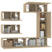 Set dulap TV, 6 piese, stejar sonoma, lemn prelucrat - WALTI WALTI