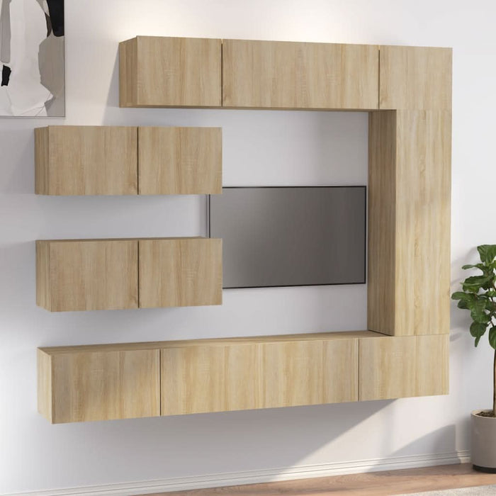 Set dulapuri TV, 7 piese, stejar sonoma, lemn prelucrat - WALTI WALTI