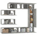 Set dulapuri TV, 7 piese, gri beton, lemn prelucrat - WALTI WALTI