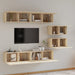 Set dulap TV, 6 piese, stejar sonoma, lemn prelucrat - WALTI WALTI