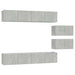 Set dulap TV, 6 piese, gri beton, lemn prelucrat - WALTI WALTI
