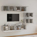 Set dulap TV, 6 piese, gri beton, lemn prelucrat - WALTI WALTI