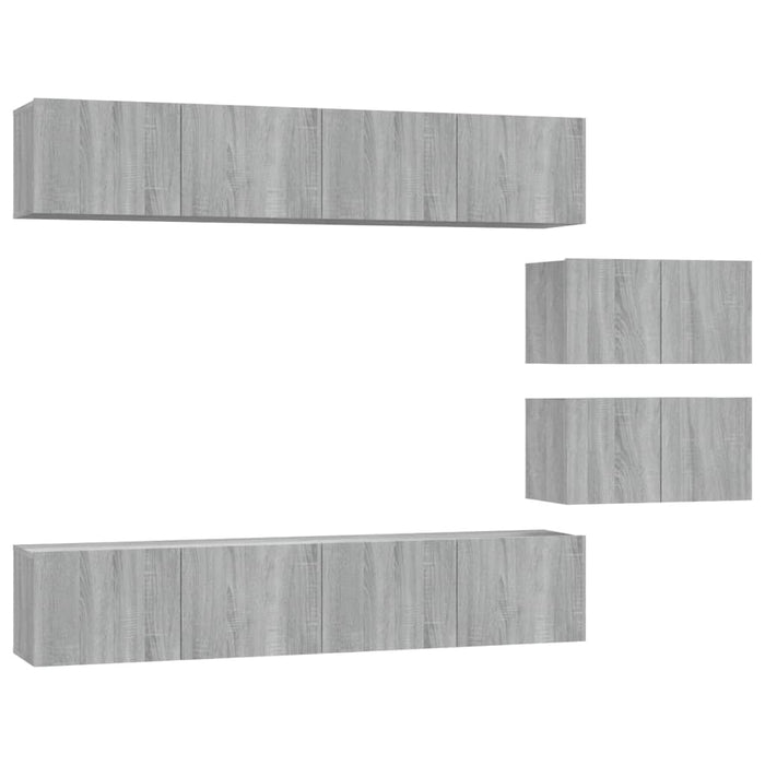 Set dulapuri TV, 6 piese, gri sonoma, lemn prelucrat WALTI