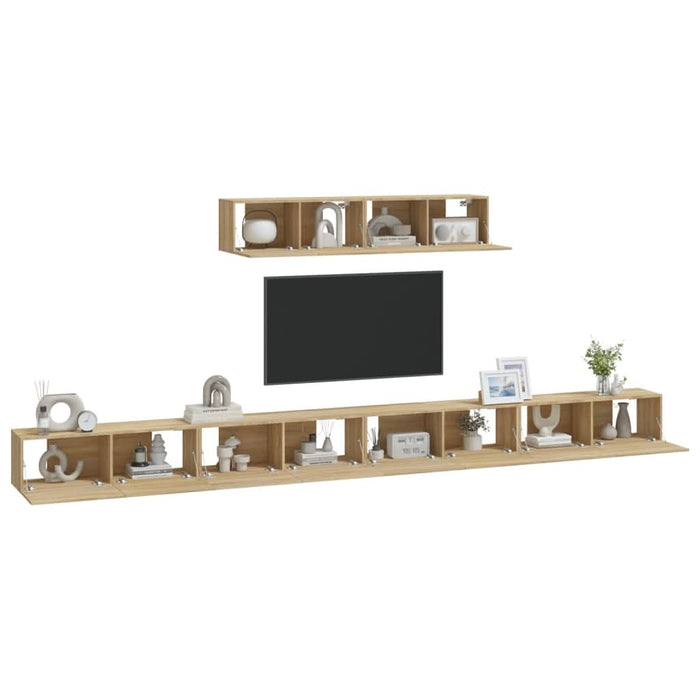 Set dulap TV, 6 piese, stejar sonoma, lemn prelucrat - WALTI WALTI