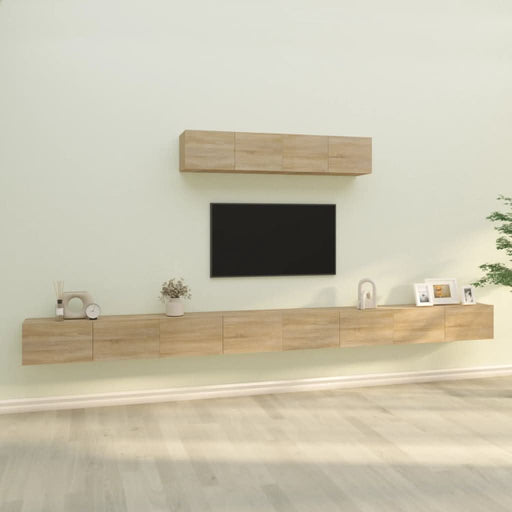 Set dulap TV, 6 piese, stejar sonoma, lemn prelucrat - WALTI WALTI