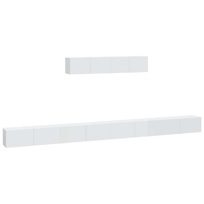 Set dulap TV, 6 piese, alb extralucios, lemn prelucrat WALTI