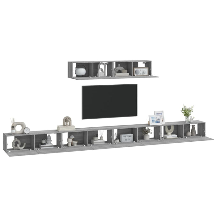Set dulapuri TV, 6 piese, gri sonoma, lemn prelucrat - WALTI WALTI