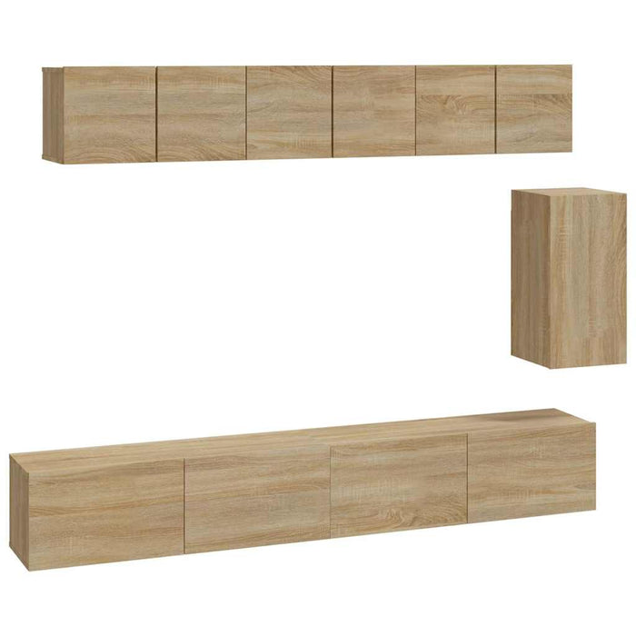 Set dulap TV, 6 piese, stejar sonoma, lemn prelucrat WALTI