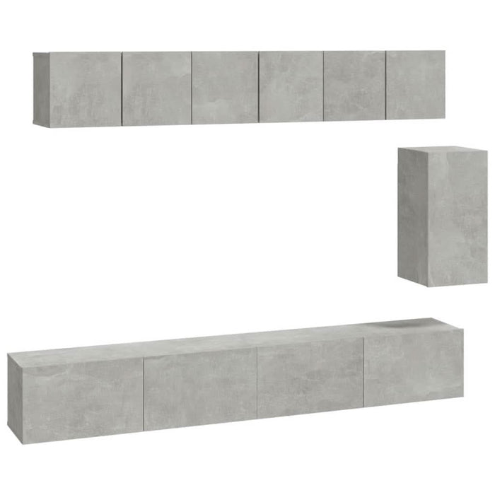 Set dulap TV, 6 piese, gri beton, lemn prelucrat - WALTI WALTI
