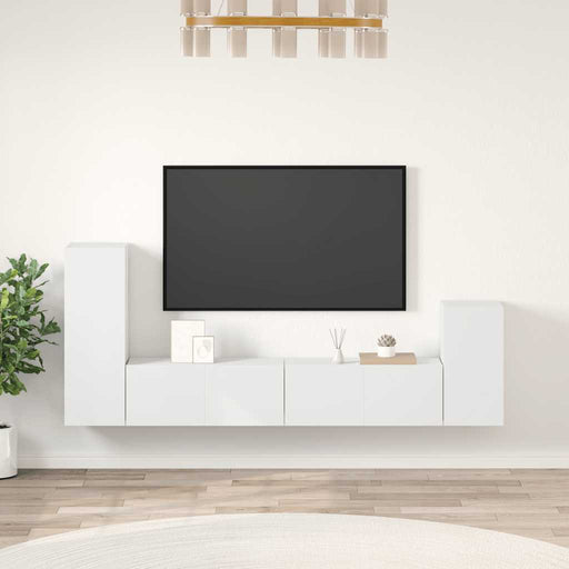 Set dulap TV, 4 piese, alb, lemn prelucrat - WALTI WALTI