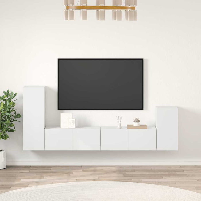 Set dulap TV, 4 piese, alb, lemn prelucrat - WALTI WALTI