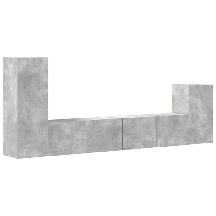 Set dulap TV, 4 piese, gri beton, lemn prelucrat - WALTI WALTI