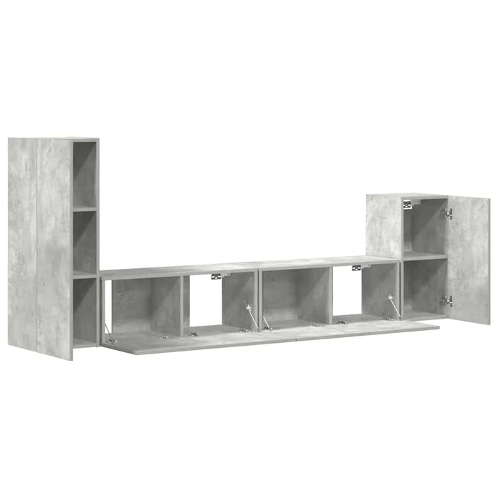 Set dulap TV, 4 piese, gri beton, lemn prelucrat - WALTI WALTI