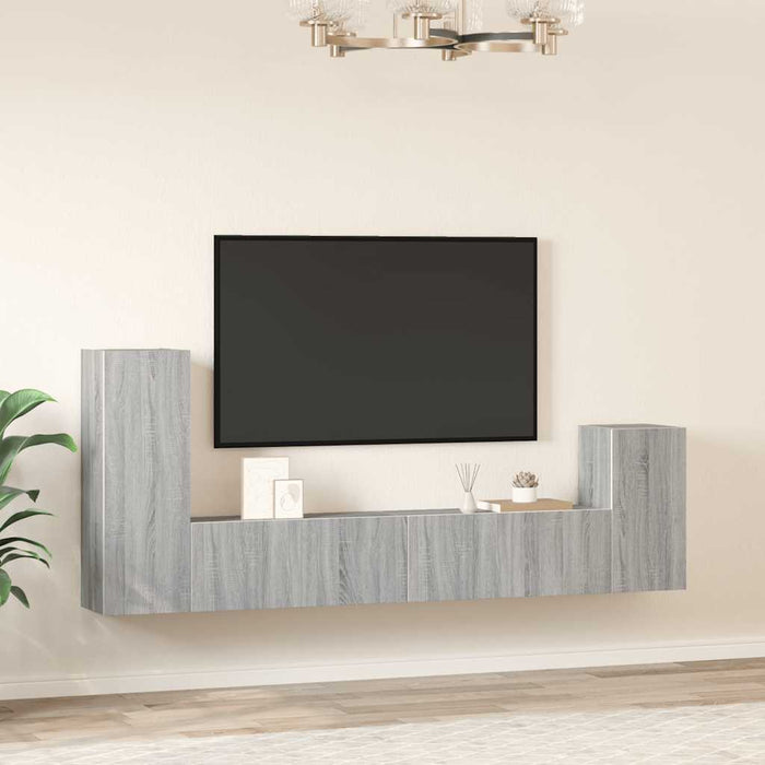 Set dulapuri TV, 4 piese, gri sonoma, lemn prelucrat WALTI