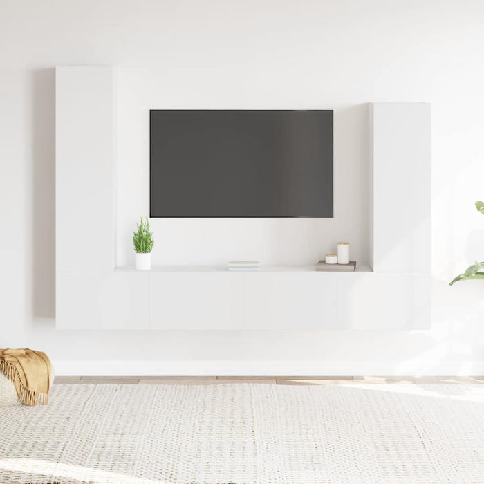 Set dulap TV, 4 piese, alb, lemn prelucrat - WALTI WALTI