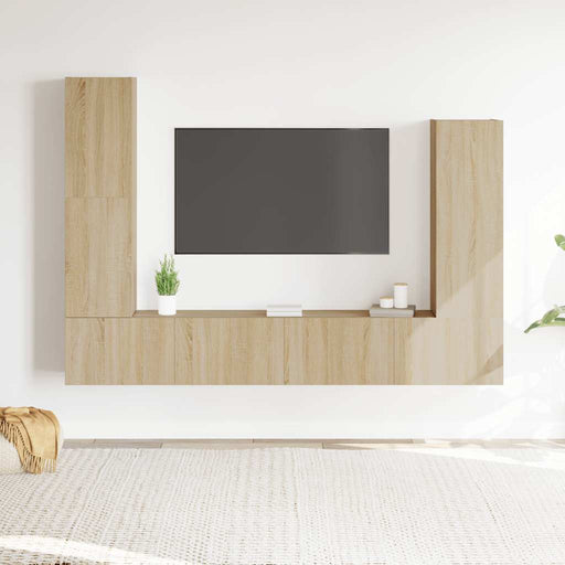 Set dulap TV, 4 piese, stejar sonoma, lemn prelucrat - WALTI WALTI
