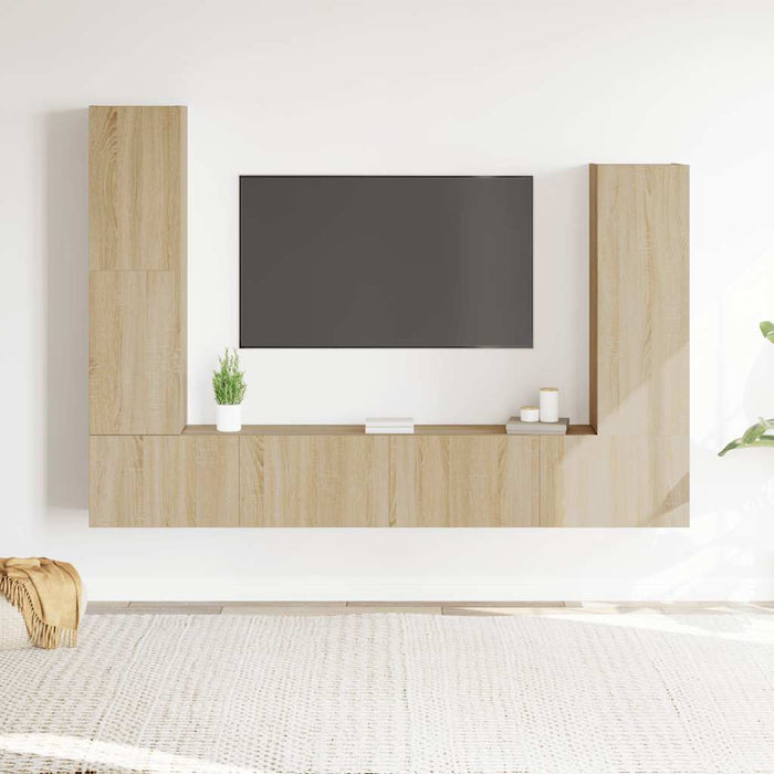 Set dulap TV, 4 piese, stejar sonoma, lemn prelucrat - WALTI WALTI