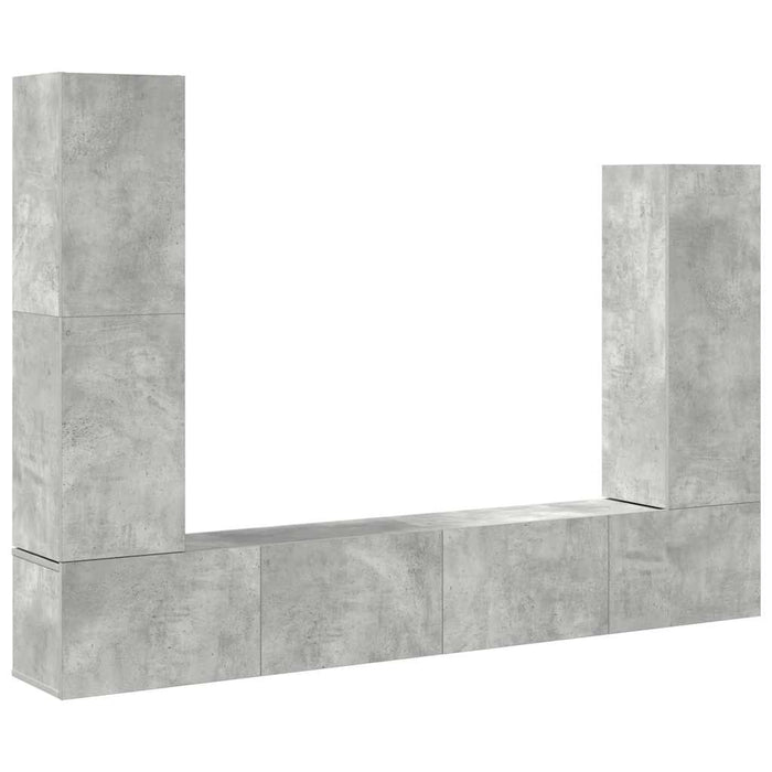Set dulap TV, 4 piese, gri beton, lemn prelucrat - WALTI WALTI