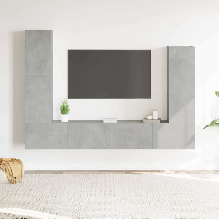 Set dulap TV, 4 piese, gri beton, lemn prelucrat - WALTI WALTI
