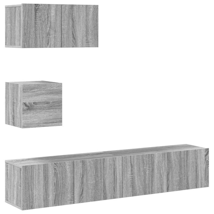 Set dulapuri TV, 4 piese, gri sonoma, lemn prelucrat WALTI