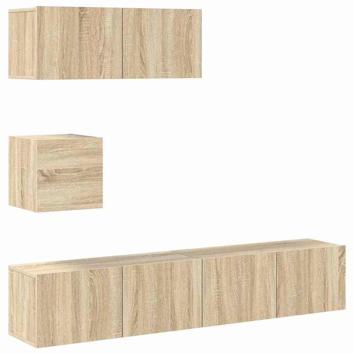 Set dulap TV, 4 piese, stejar sonoma, lemn prelucrat - WALTI WALTI
