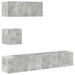 Set dulap TV, 4 piese, gri beton, lemn prelucrat - WALTI WALTI