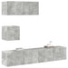 Set dulap TV, 4 piese, gri beton, lemn prelucrat - WALTI WALTI