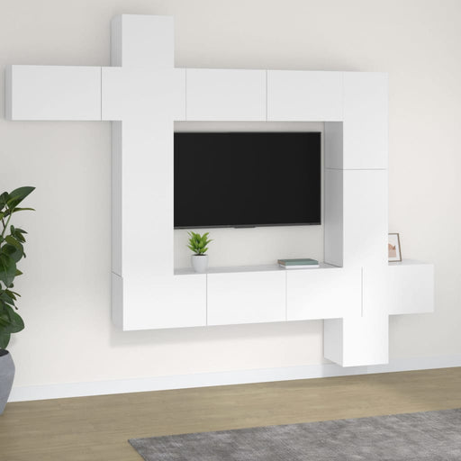 Set comodă TV, 9 piese, alb, lemn prelucrat - WALTI WALTI