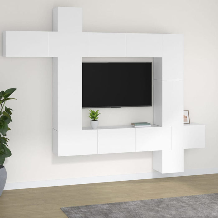 Set comodă TV, 9 piese, alb, lemn prelucrat - WALTI WALTI